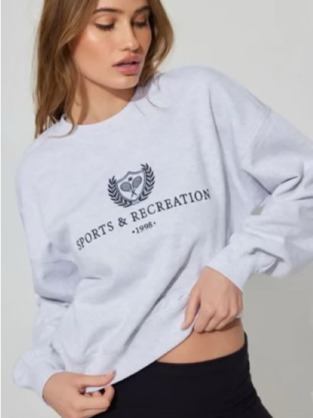 Garage Grey 'Sports & Recreation' Crewneck Sweatshirt Fleece Ribbed Hems Size XS